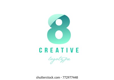 Design of number numeral digit 8 eight with green pastel gradient color suitable as a logo for a company or business