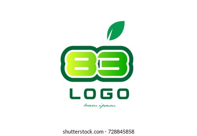 Design of number numeral  digit 83 with green leaf and color suitable for a business or company