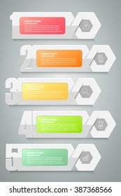 Design number option 5 steps. Can be used for workflow, layout, number, options, steps, process