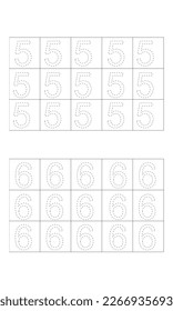 design of numbers 5 and 6 to learn to write for children, numbers 5 and 6 to learn to write