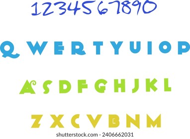 a design of numbers and letters like the keyboard on cellphones and given a yellow green blue color which is very dominant for good