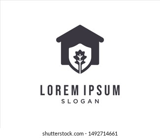 Design oak logo vector illustration with home