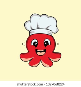 the design of the octopus mascot with a chef's hat