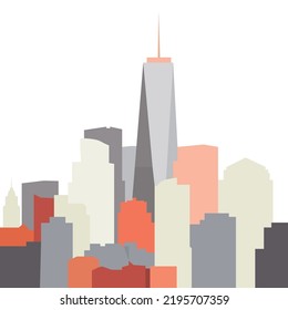 design an office building in the middle of the city with a flat design style