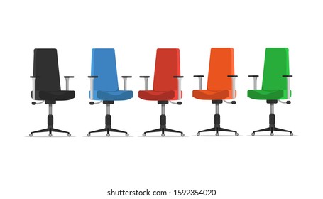 design of office chair with various colors on white background