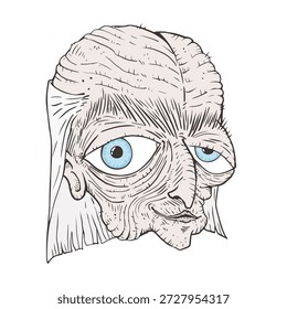 Design of old man face draw