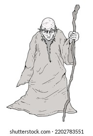 Design of old wise monk draw