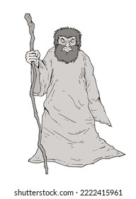 Design of old wise monk draw