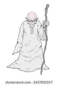 Design of old wise monk draw