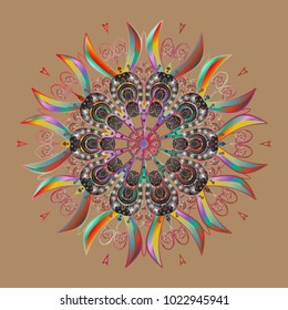 Design on beige, gray and neutral colors. Vector illustration. Abstract background with Floral Elements. Vector winter pattern.