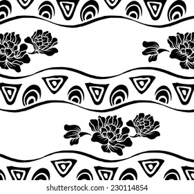 Design on black background.Japanese-style.