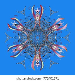 Design on blue, gray and neutral colors. Abstract background with Floral Elements. Vector winter pattern. Vector illustration.