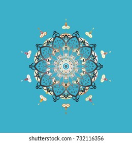 Design on blue, gray and white colors. Abstract background with Floral Elements. Vector winter pattern. Vector illustration.