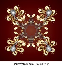 Design on brown background. Abstract with Floral Elements. Vector winter pattern.