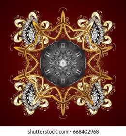 Design on brown background. Abstract with Floral Elements. Vector winter pattern.