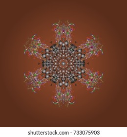 Design on brown, gray and neutral colors. Abstract background with Floral Elements. Vector winter pattern. Vector illustration.