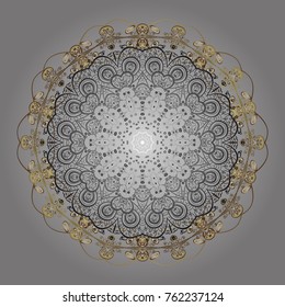 Design on gray, brown and beige colors. Vector winter pattern. Vector illustration. Abstract background with Floral Elements.