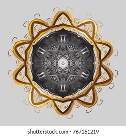 Design on gray, brown and beige colors. Vector illustration. Abstract background with Floral Elements. Vector winter pattern.