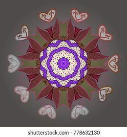 Design on gray, brown and pink colors. Vector winter pattern. Vector illustration. Abstract background with Floral Elements.