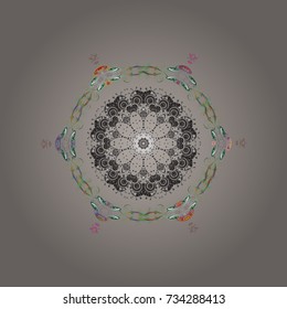 Design on gray, neutral and green colors. Abstract background with Floral Elements. Vector winter pattern. Vector illustration.
