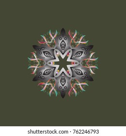 Design on green, gray and brown colors. Vector illustration. Abstract background with Floral Elements. Vector winter pattern.