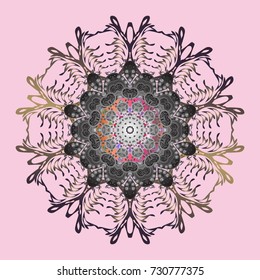 Design on neutral, gray and brown colors. Abstract background with Floral Elements. Vector winter pattern. Vector illustration.