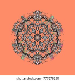 Design on orange, gray and neutral colors. Vector winter pattern. Vector illustration. Abstract background with Floral Elements.