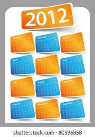 Design on a white background color 2012 calendar