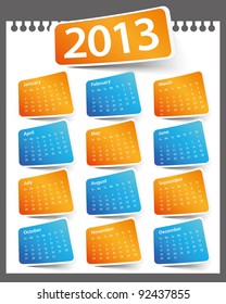 Design on a white background color 2013 calendar