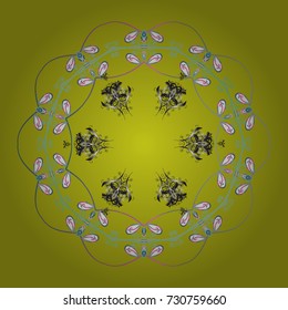 Design on yellow, gray and white colors. Vector winter pattern. Vector illustration. Abstract background with Floral Elements.