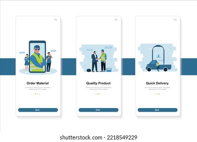 Design Onboarding for constructor application mobile interface design and web interface or UI Kit 