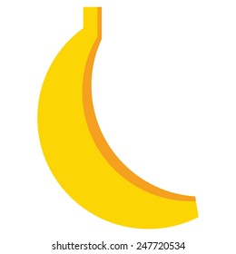Design of one vector simple yellow ripe banana isolated in white background