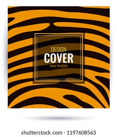 Design orange cover with tiger skin texture. Abstract graphic background.  Universal bright template for a poster with text. Vector illustration.