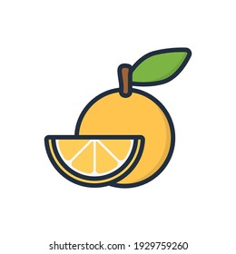 The design of the orange fruit and vegetables flat icon vector illustration, this vector is suitable for icons, logos, illustrations, stickers, books, covers, etc.