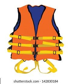 design of orange life jacket for safety life in water