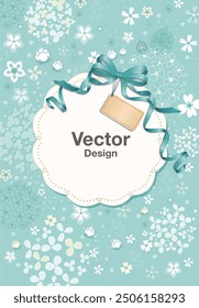 design orient elements floral flower romantic frame anniversary beautiful traditional gift ribbon