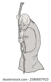 Design of oriental old man draw