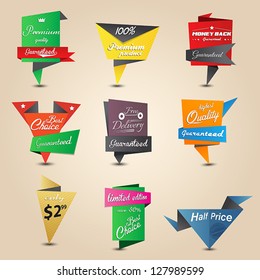 Design origami stickers set. Vector