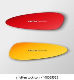 Design Origami vector banner. Two oval shape for annotation. 2 Smooth stickers for signature