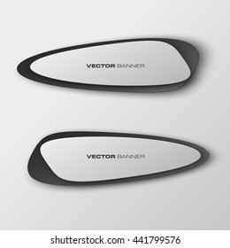 Design Origami vector banner. Two oval shape for annotation. 2 Smooth stickers for signature
