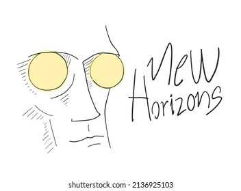 Design of original face and new horizons message
