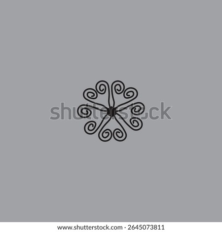 The design originates from a small, solid black circle at the center. A tiny blue 