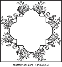 Design ornament of invitation card, branches and leaves of tropical plants. Vector