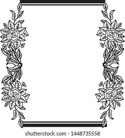Design ornament of invitation card, branches and leaves of tropical plants. Vector