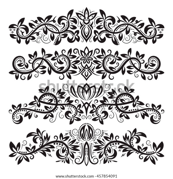 Design ornamental elements.\
Vintage headline decorations set. Floral tattoo in baroque\
style.
