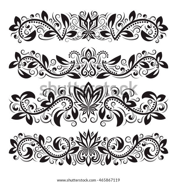 Design ornamental elements.\
Vintage headline decorations set. Floral tattoo in baroque\
style.