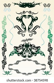 design ornaments set, floral frames and borders,vector