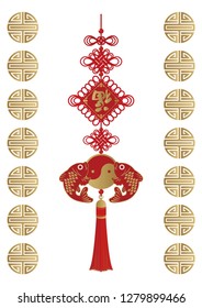 
Design of ornaments.Ornaments of the symbol of happiness.Lucky goods for the Spring Festival.