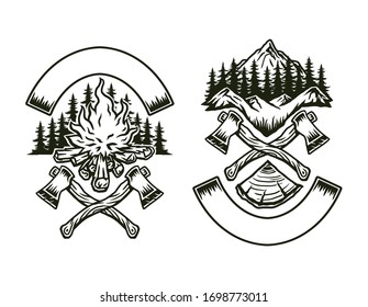 Design outdoor adventure, hand drawn line art vector illustration