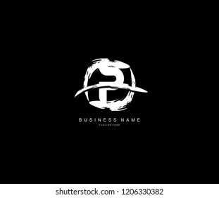 Design P Letter Rounded Stroke Grunge Swoosh Monogram Logo
